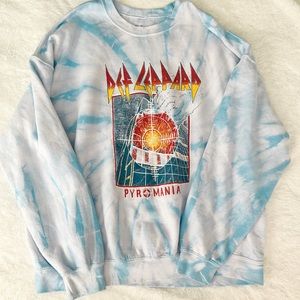 Urban Outfitters Blue Def Leppard Pyromania Crew Neck